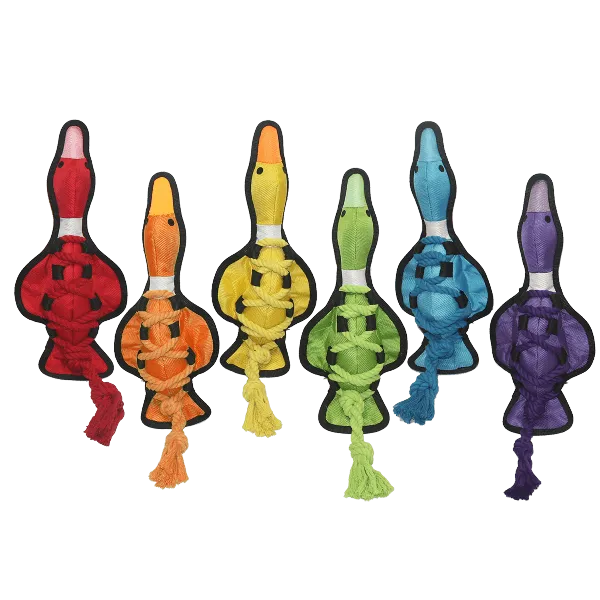 Multipet Cross-Ropes Duck Assorted Dog Toy