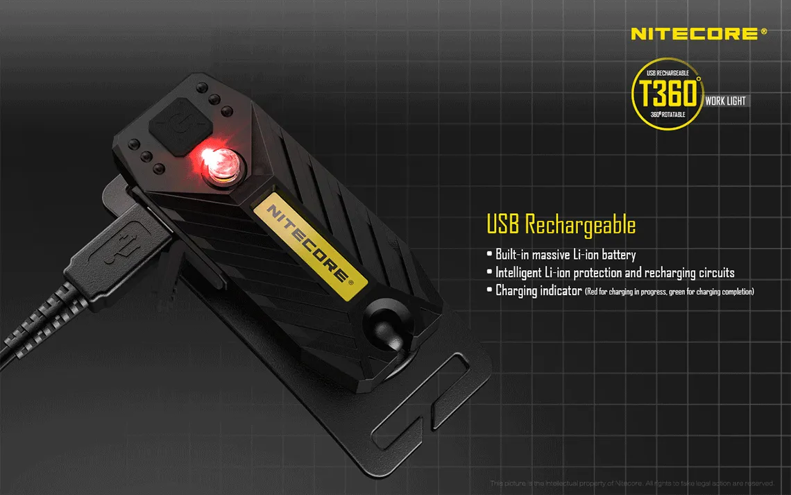 NiteCore T360 USB Rechargable Rotateable LED Headlamp