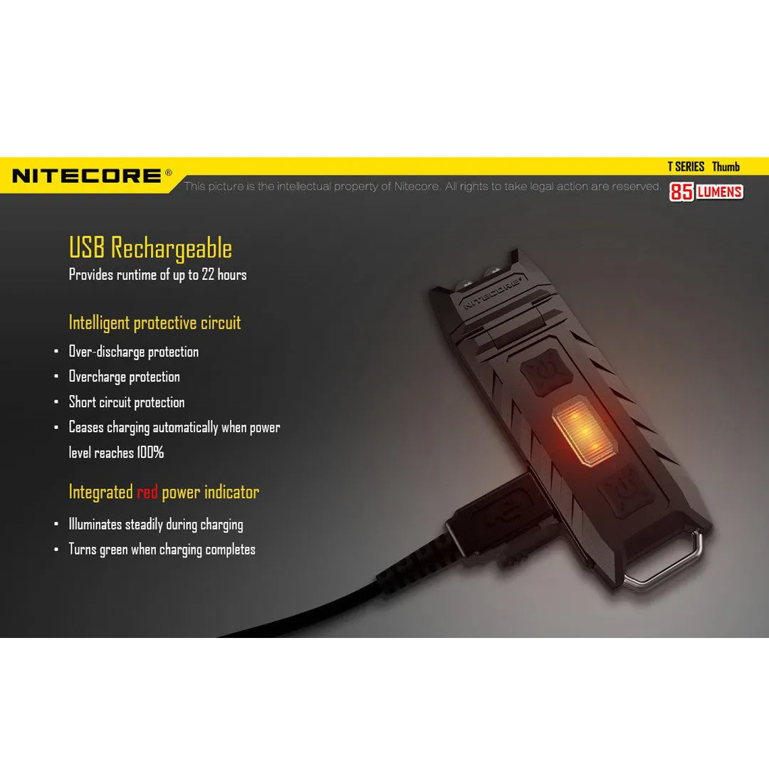 Nitecore THUMB Clip-On/Tiltable Keychain Light (85 Lumens | Rechargeable)