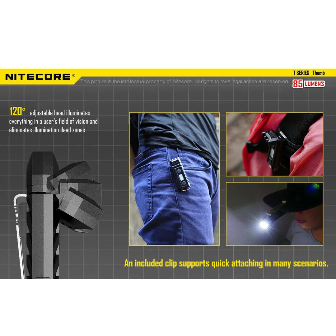 Nitecore THUMB Clip-On/Tiltable Keychain Light (85 Lumens | Rechargeable)