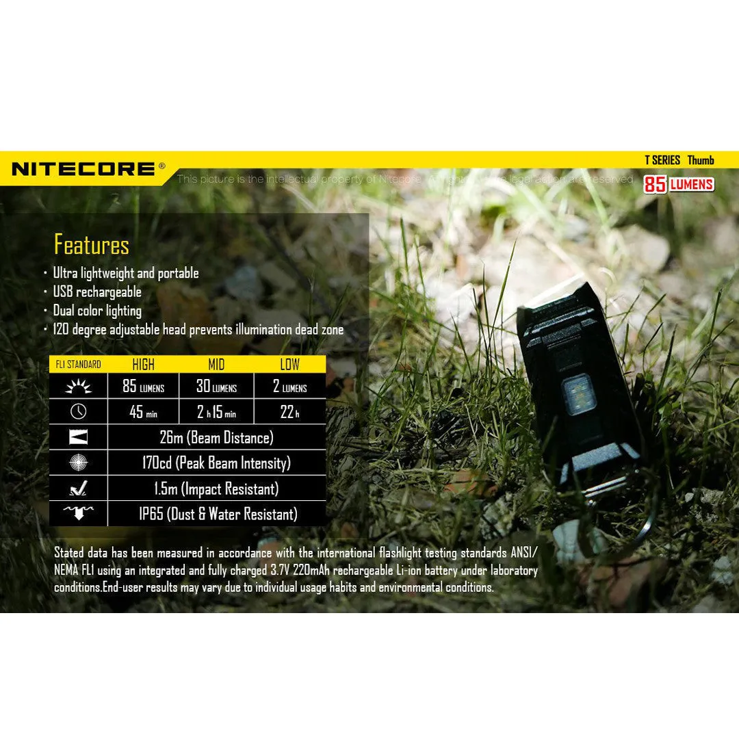 Nitecore THUMB Clip-On/Tiltable Keychain Light (85 Lumens | Rechargeable)