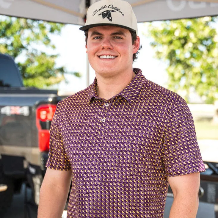 Performance Polo - Louisiana Purple & Yellow