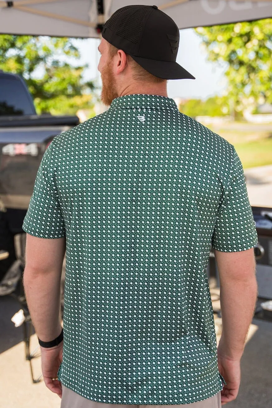 Performance Polo - Texas Green & White