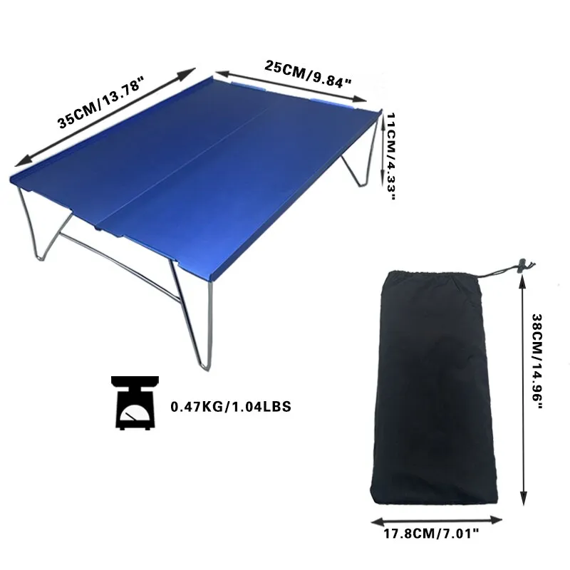 Portable Outdoor Mini Folding Table Aluminum Alloy Collapsible Desk for Barbecue Camping Mountaineering