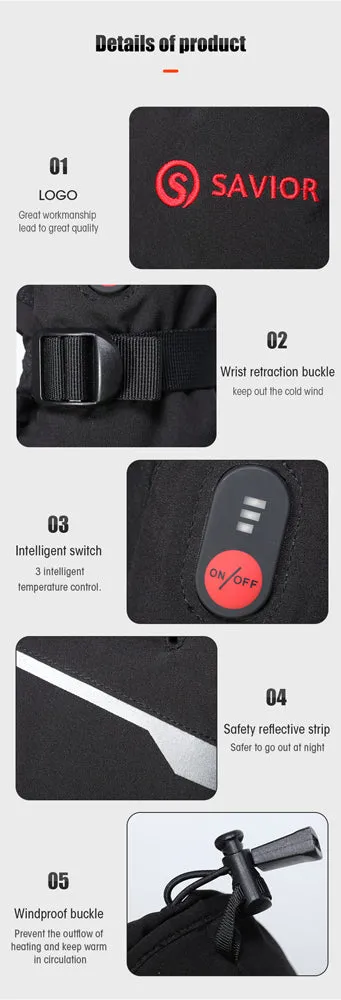 S66E Heated Mittens Electric Ski Gloves