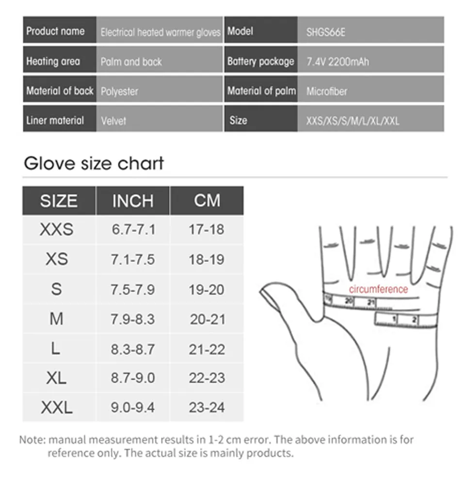S66E Heated Mittens Electric Ski Gloves
