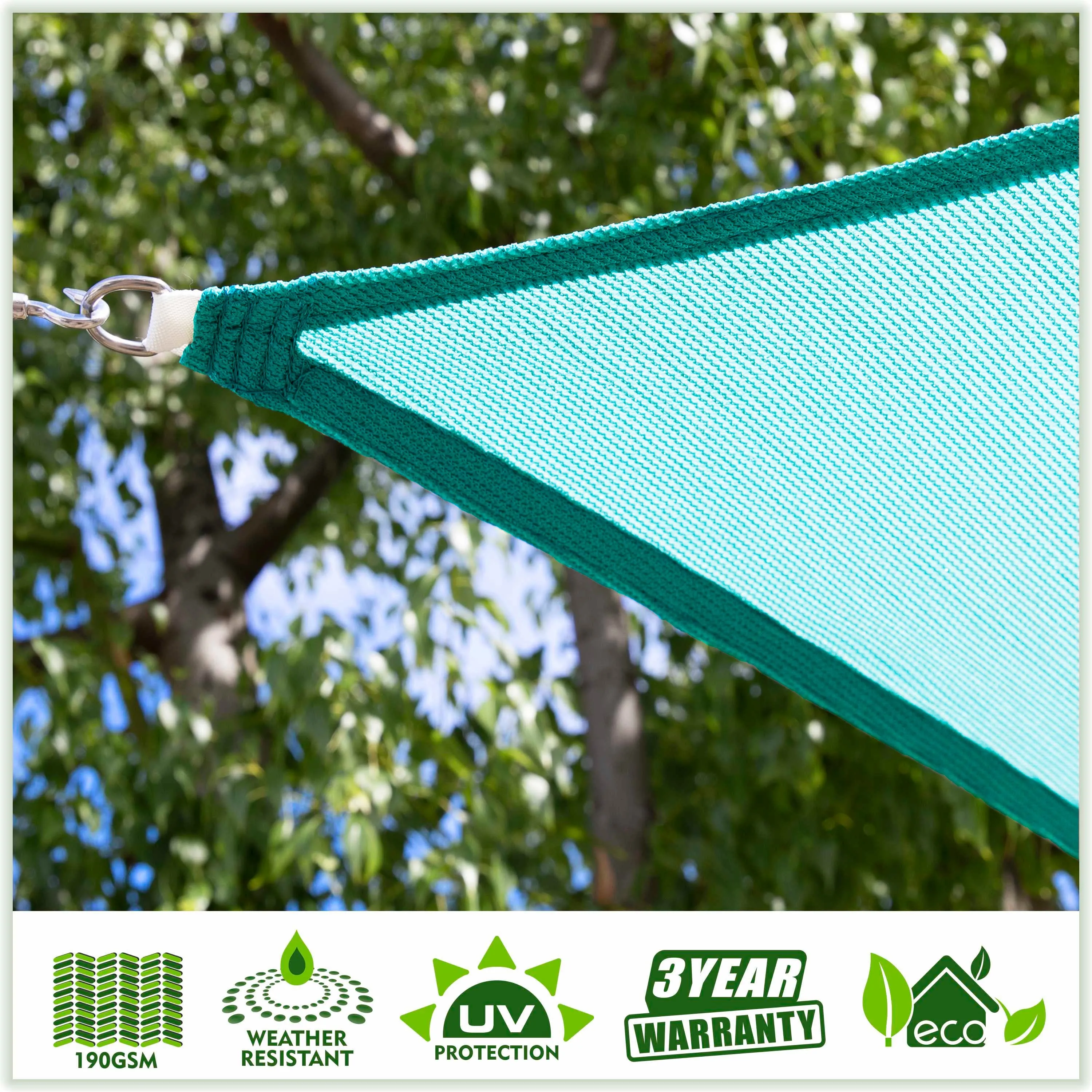 Square Sun Shade Sail Canopy, Commercial Grade, 4 Sizes, 8 Colors