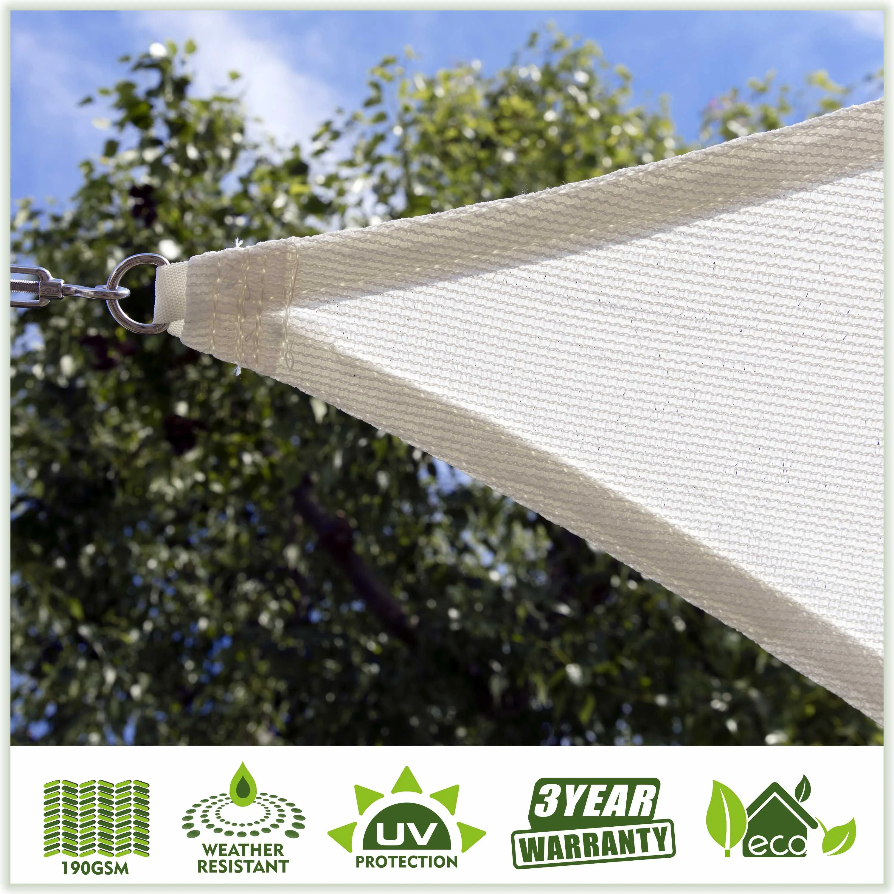 Square Sun Shade Sail Canopy, Commercial Grade, 4 Sizes, 8 Colors