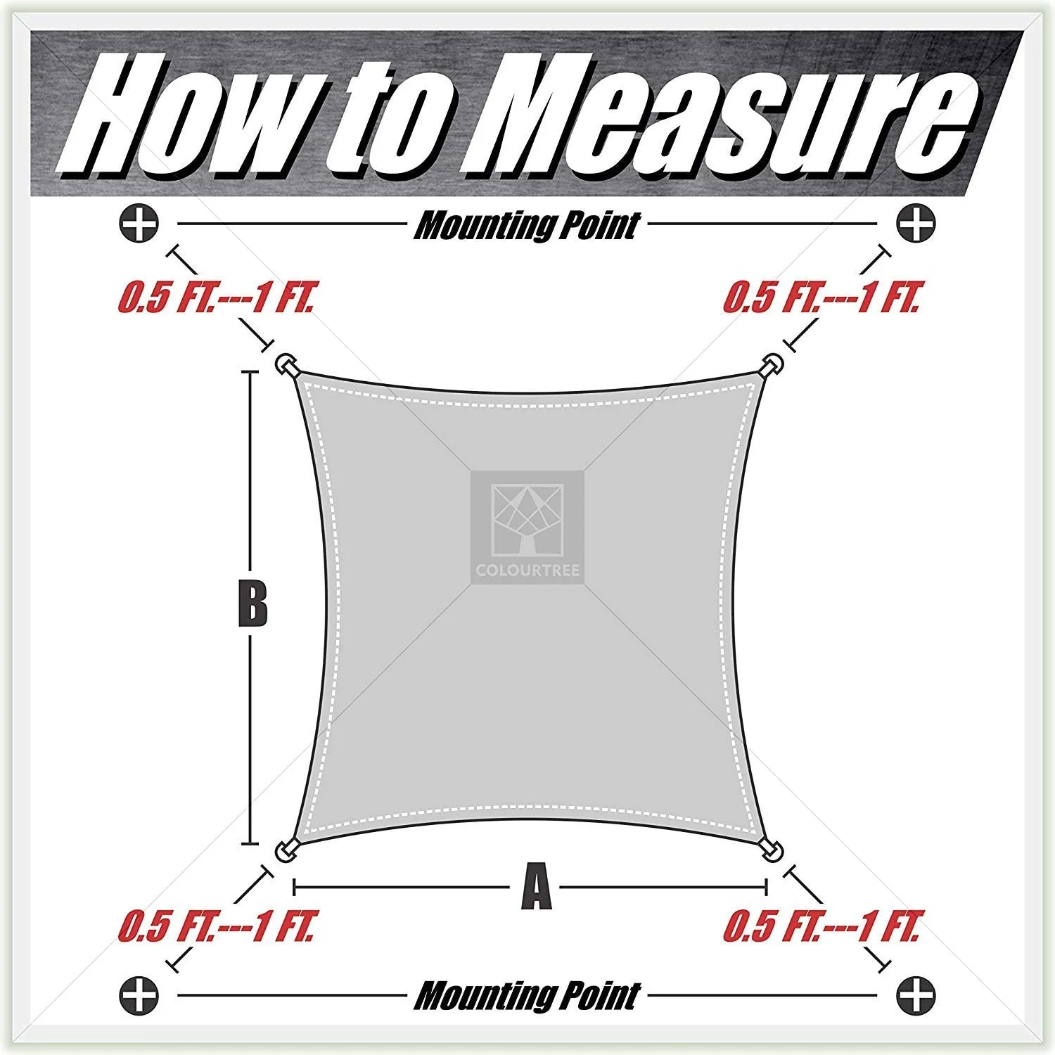Square Sun Shade Sail Canopy, Commercial Grade, 4 Sizes, 8 Colors