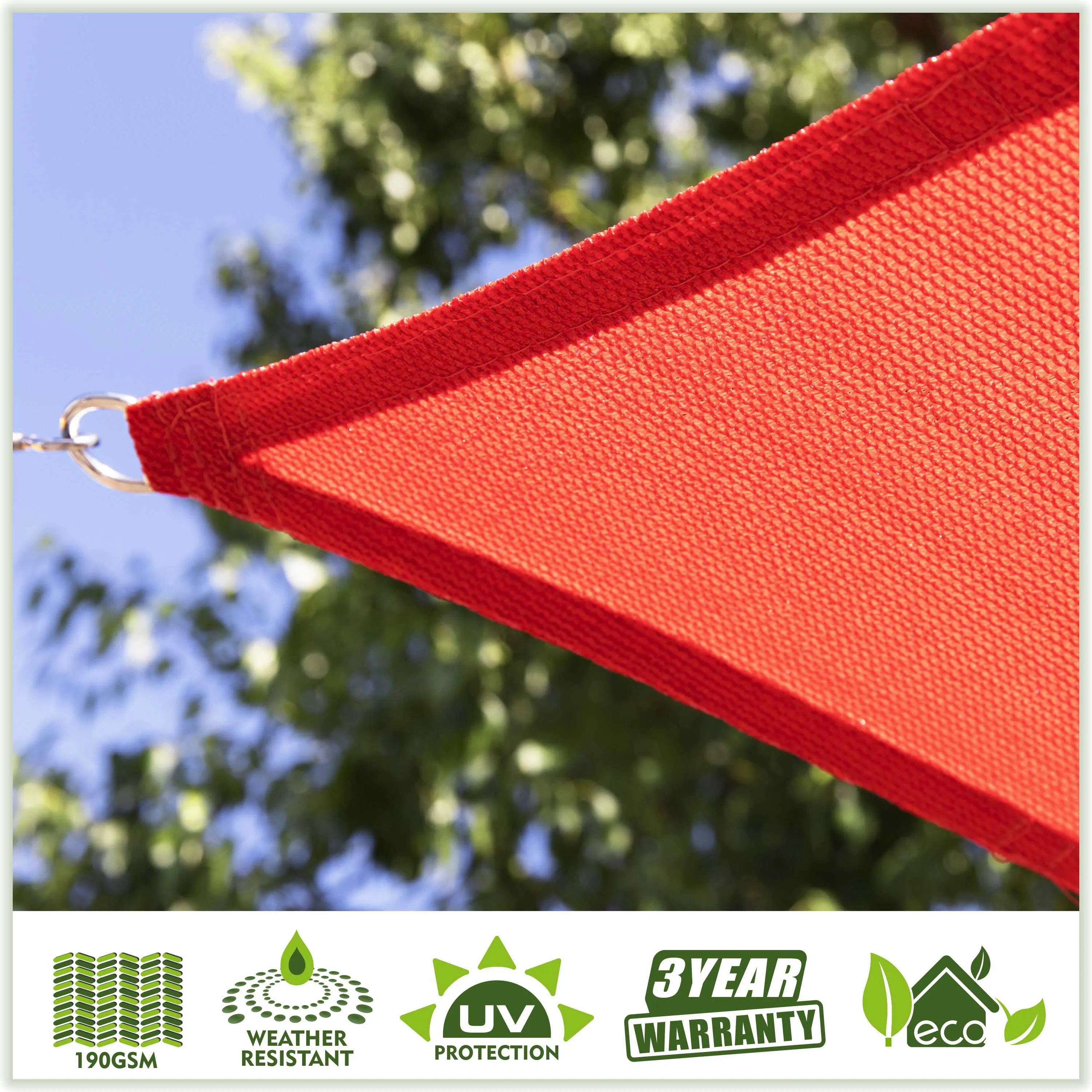 Square Sun Shade Sail Canopy, Commercial Grade, 4 Sizes, 8 Colors