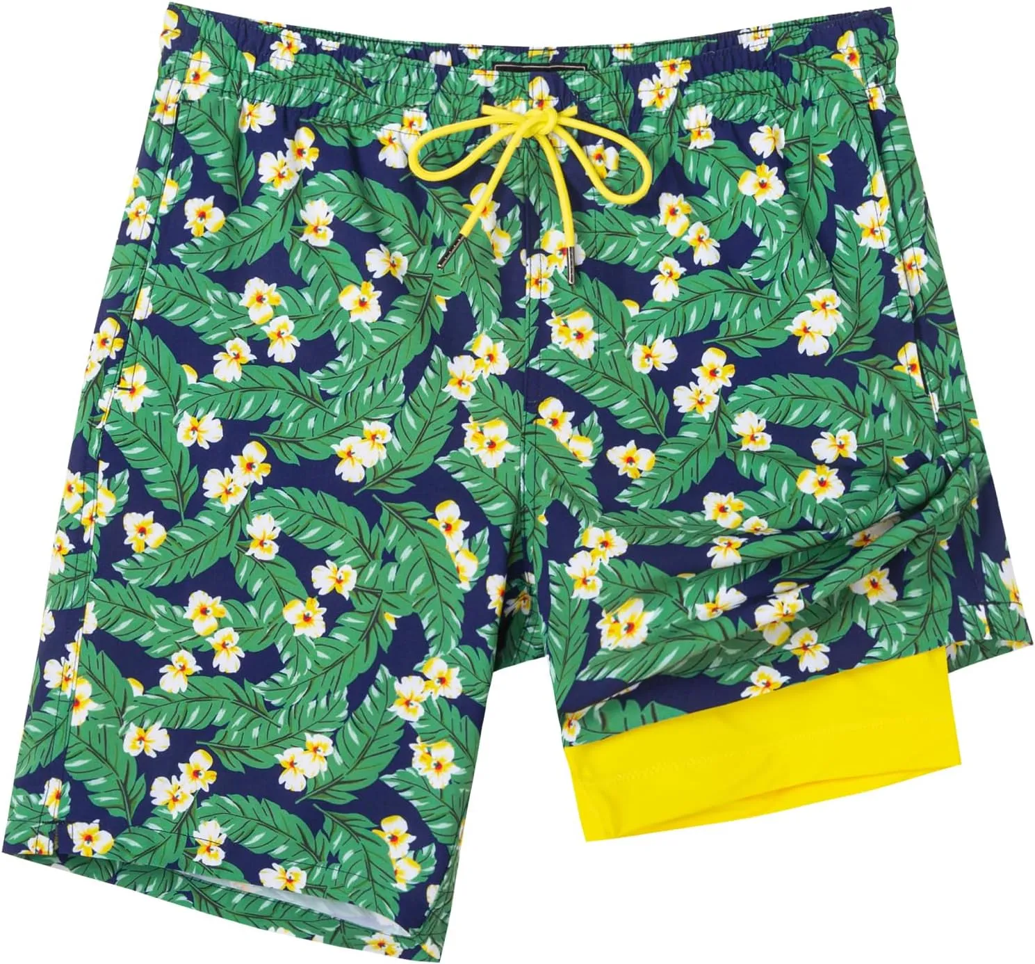 SURF CUZ 9" Mens Swim Trunks with Compression Liner Bathing Suits 2 in 1 Stretch Zipper Pockets Quick Dry