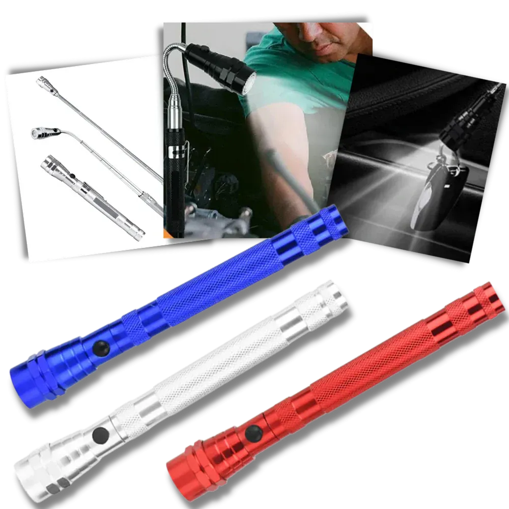 Telescopic magnetic LED flashlight