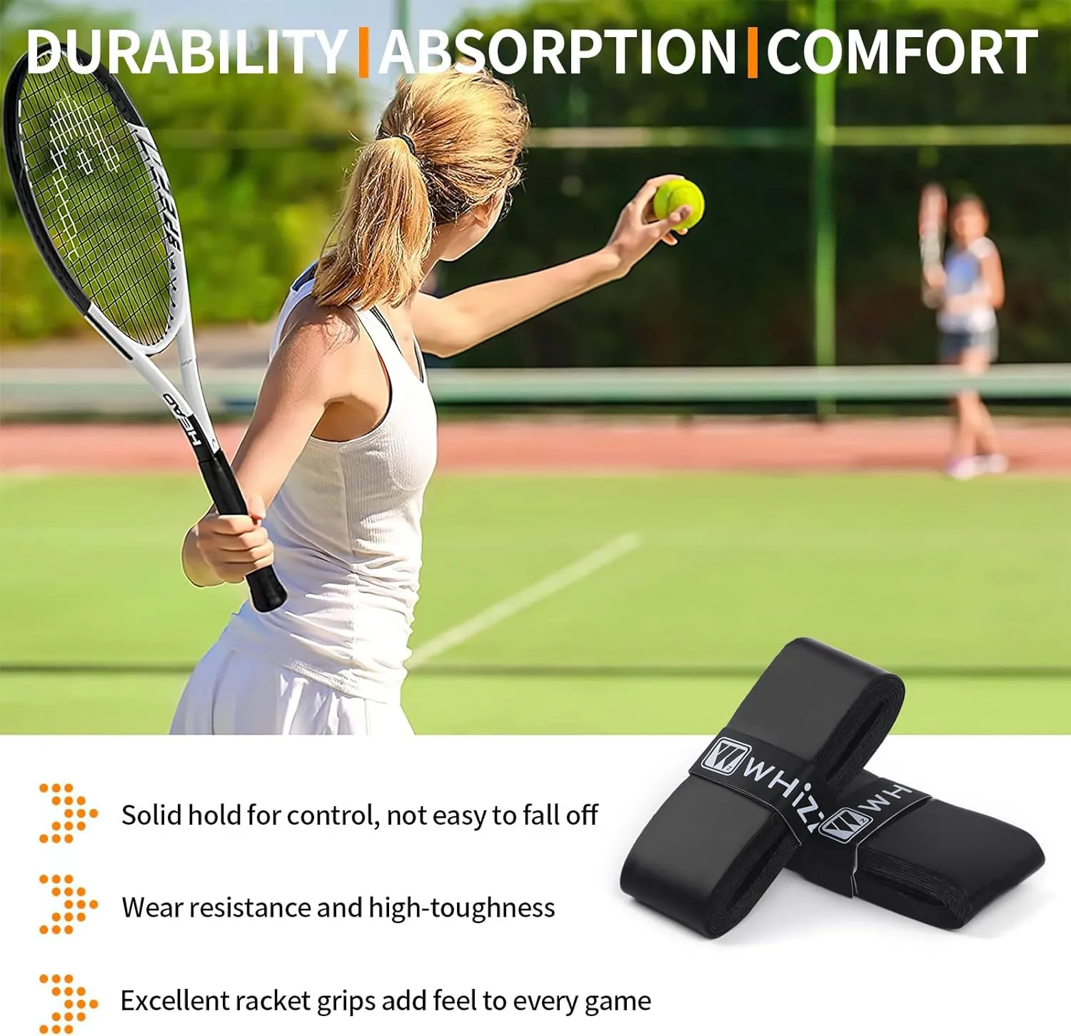 Tennis Racket Grip Tape, 6 Pack Precut Anti Slip Tennis Grip Tape, Super Absorbent Dry Feel Tennis Grips Overgrip for Tennis, Pickleball