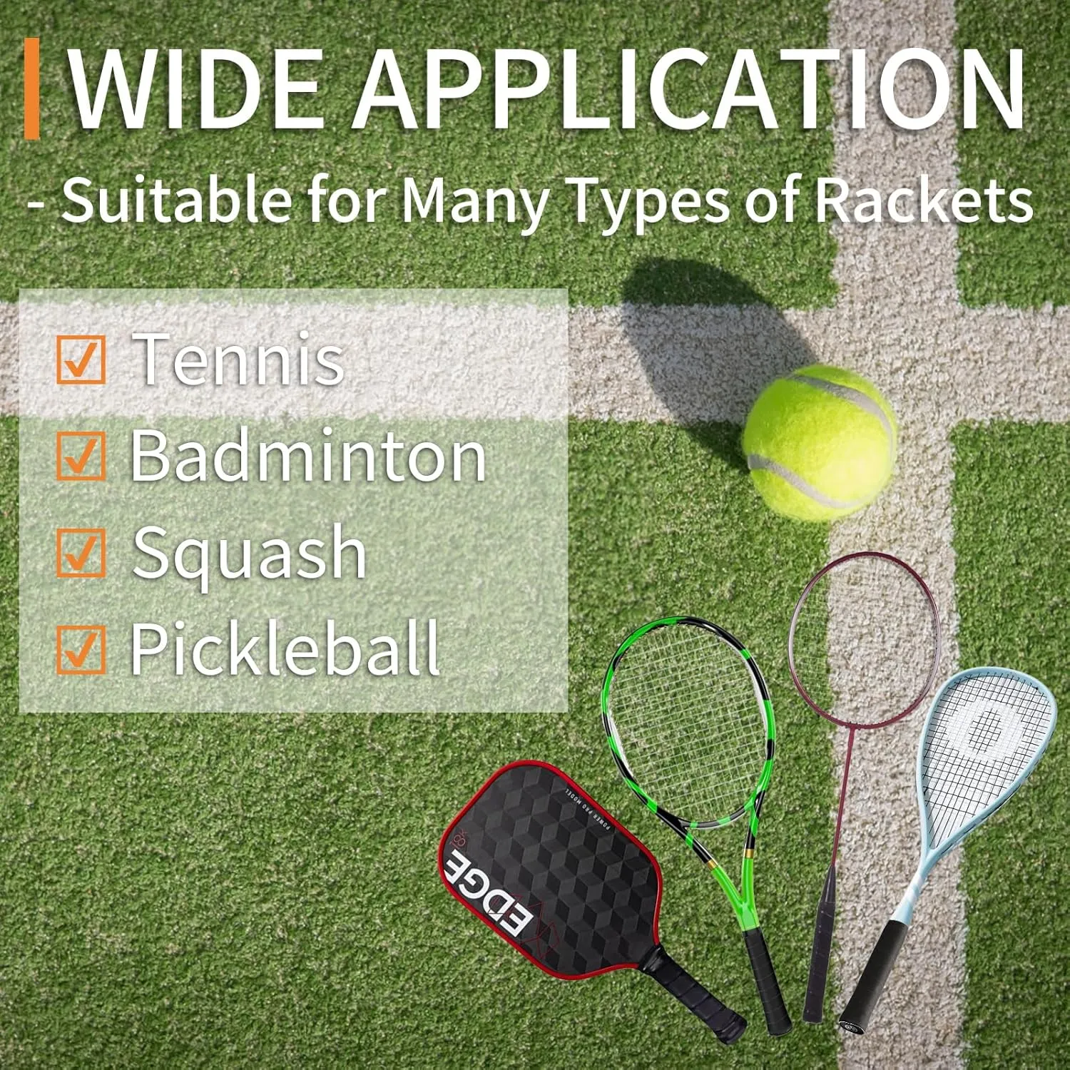 Tennis Racket Grip Tape, 6 Pack Precut Anti Slip Tennis Grip Tape, Super Absorbent Dry Feel Tennis Grips Overgrip for Tennis, Pickleball