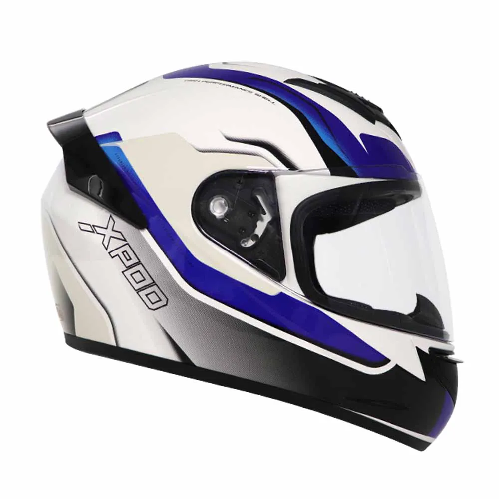 TVS XPOD Aerodynamic Helmet for Men- ISI & DOT Certified, Ultrawide Visor, Quick Release Strap – Premium Bike Helmet with Enhanced Air Circulation (Speedy White & Blue)