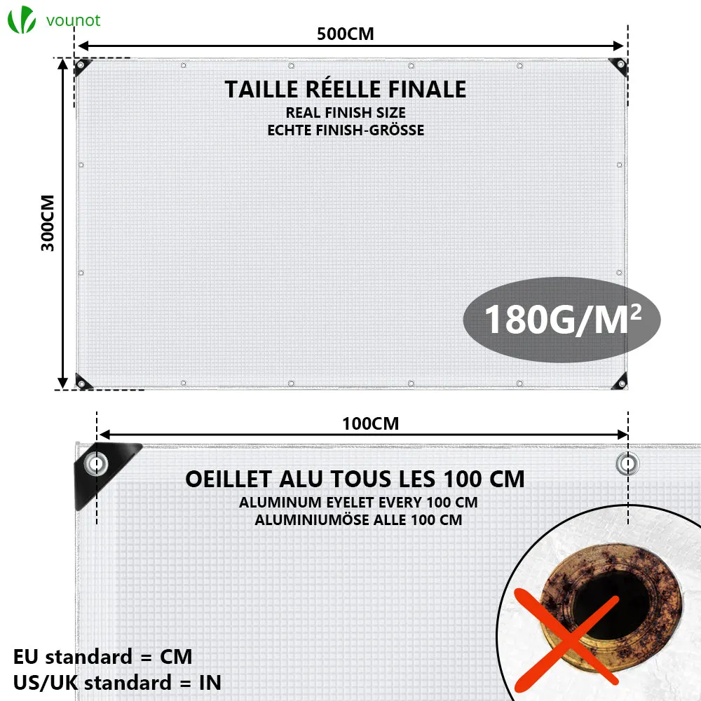 VOUNOT Protection tarpaulin in resistant and waterproof Polyethylene 180g/m² white 3x5m