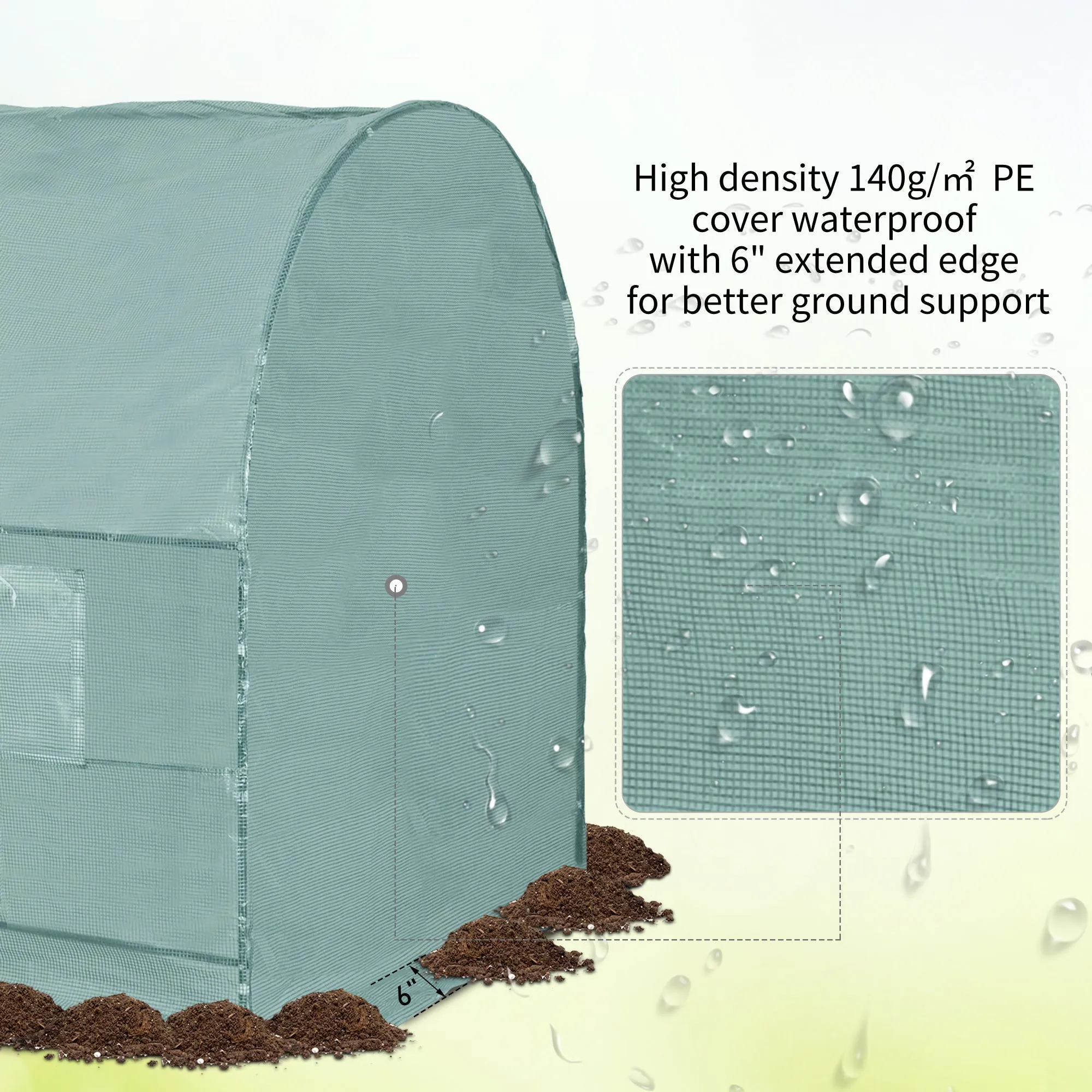 Walk-In Greenhouse Reinforced Polytunnel Greenhouse Garden Plants Grow Waterproof Cover Galvanised Base w/ Slide Door, 2.5 x 2 m