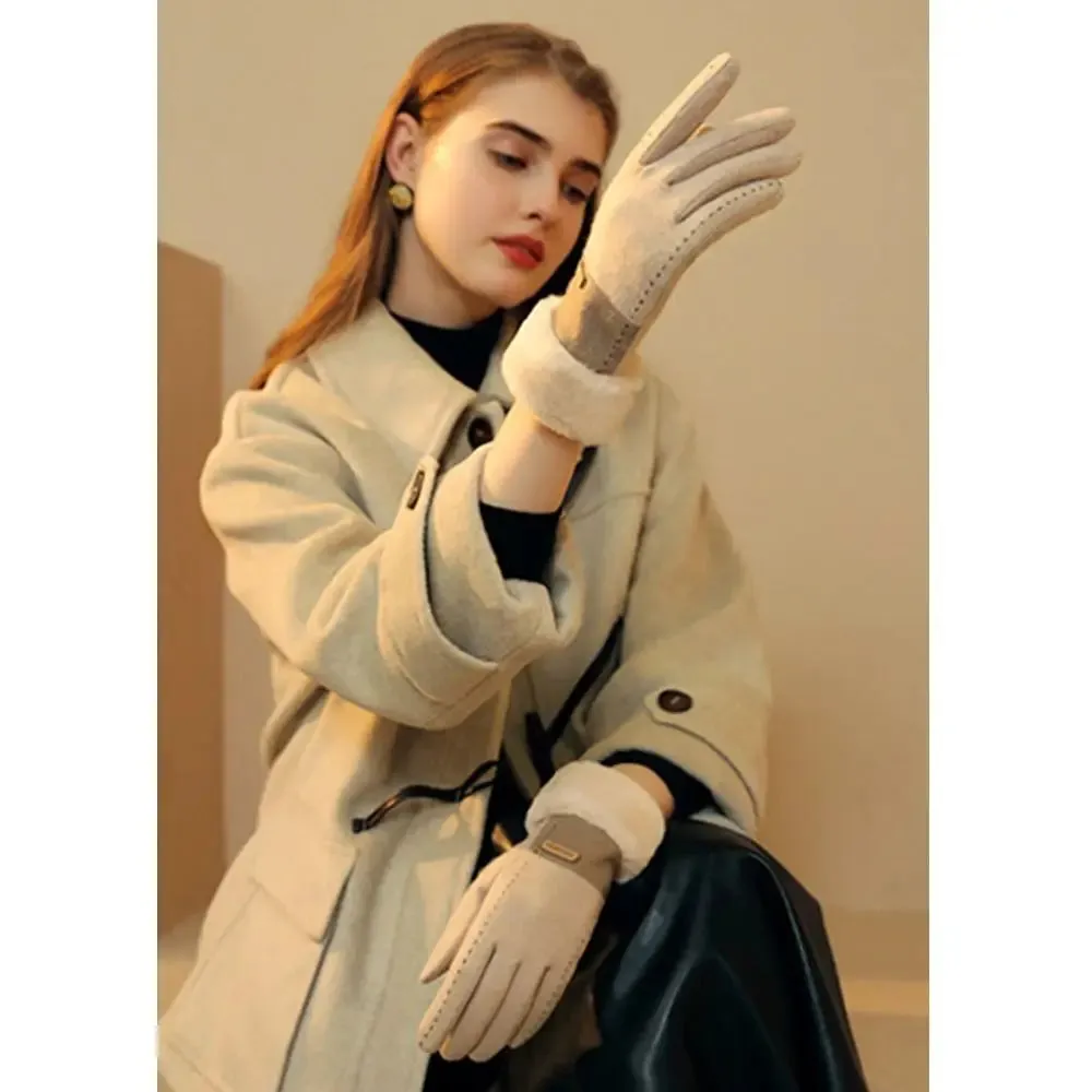 Windproof Thermal Soft Cashmere Thicken Elastic Touchscreen Full Finger Winter Christmas Glove