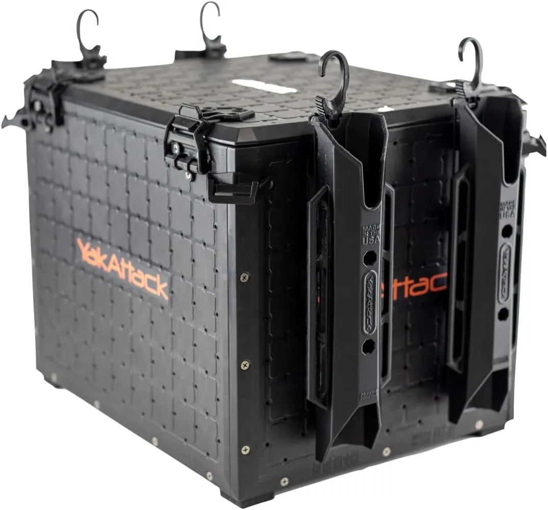 YakAttack BlackPak Pro 13" x 16" Kayak Fishing Crate with 4 Rod Holders - Black | Tackle Storage Box & Gear Organizer for Kayaks | Lightweight, Durable & Customizable Marine Accessory | Made in USA