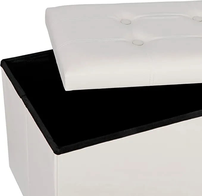 ZENY™ Leather Storage Ottoman Bench 30 Inches Folding Footrest Padded Seat Large Toy Sotrage Chest